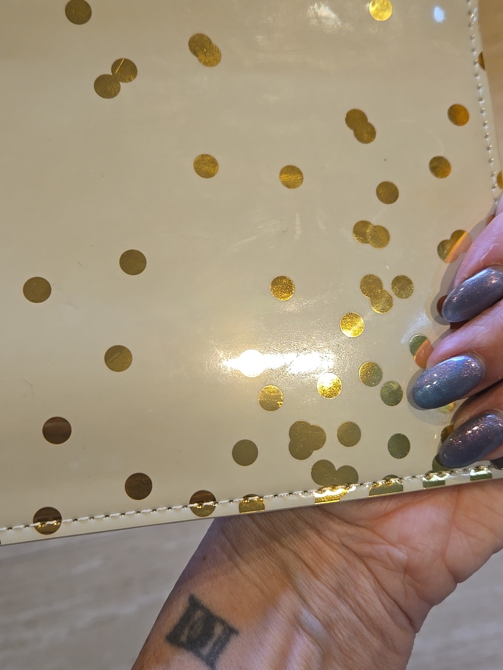 Kate Spade New York Golden Metallic Confetti Zipper Pencil Pouch - Picture 3 of 7